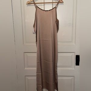 Nude slip dress hand beaded
